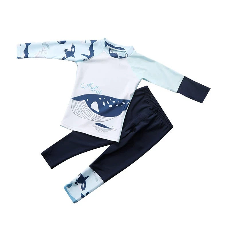 Children's swimsuits, boys' winter long-sleeved sunscreen, boys' swimsuits, big children's diving suits, long pants, baby swimsuits - Image 3