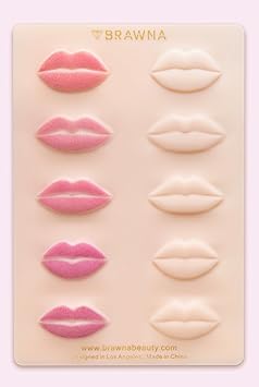 BRAWNA 3 Pack 3D Lip PMU Practice Skin Soft Silicone Lip Blush Practice Skin with Human Skin Like Texture 10 Lip Shapes Lip Tattoo Practice Skin PMU Supplies - Image 3
