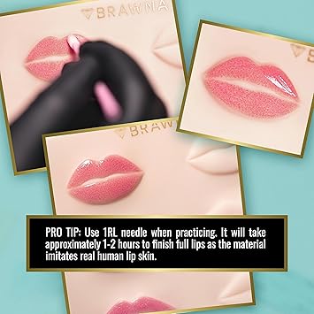BRAWNA 3 Pack 3D Lip PMU Practice Skin Soft Silicone Lip Blush Practice Skin with Human Skin Like Texture 10 Lip Shapes Lip Tattoo Practice Skin PMU Supplies - Image 5