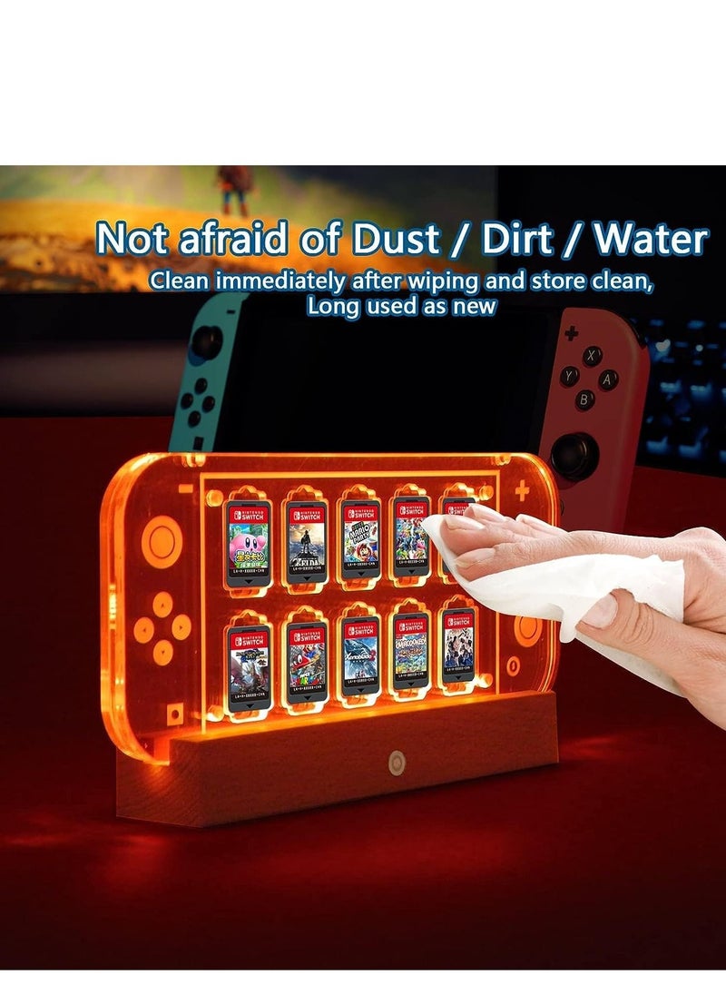 SYOSI Game Card Case for Nintendo Switch/Switch OLED/Lite, Switch Storage Display Stand with 10 Slots, Holder Transparent Acrylic, LED Lights Dock -7 Color  - Image 5