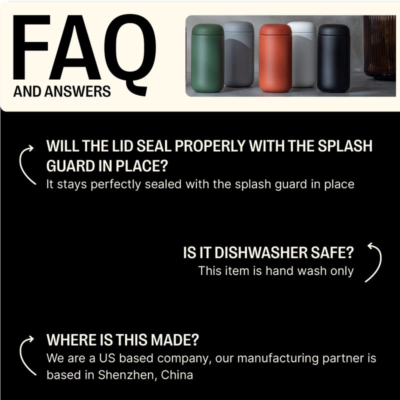 Fellow 12 oz Carter Move Travel Mug - Vacuum-Insulated Stainless Steel Travel Coffee Mug - Coffee Tumbler with Ceramic Interior and Splash Guard - Matte Grey - Image 4