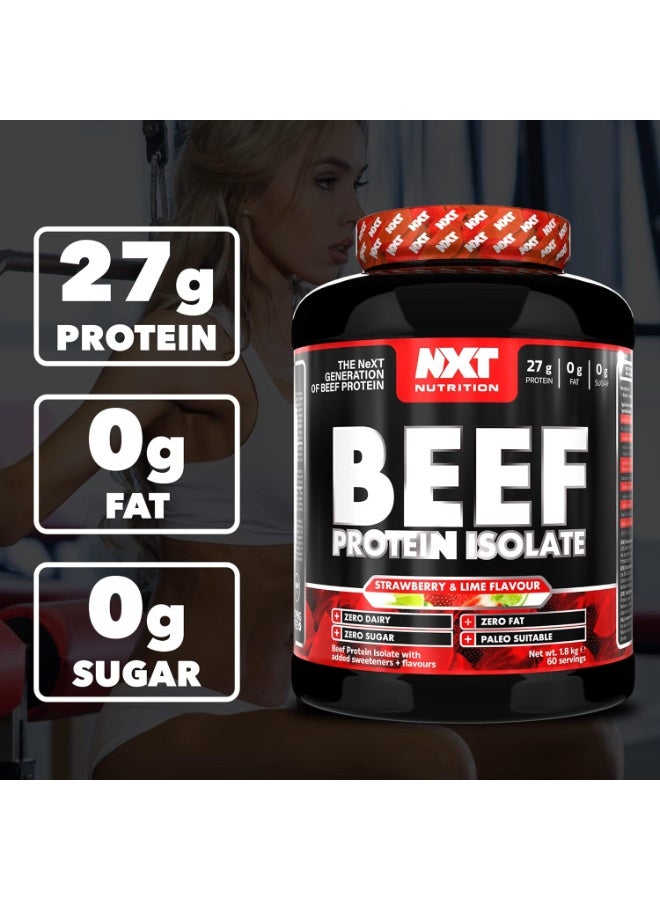 NXT Nutrition Beef Protein Isolate Zero Dairy  Strawberry Lime Flavour 60 Servings 1800g - Image 5