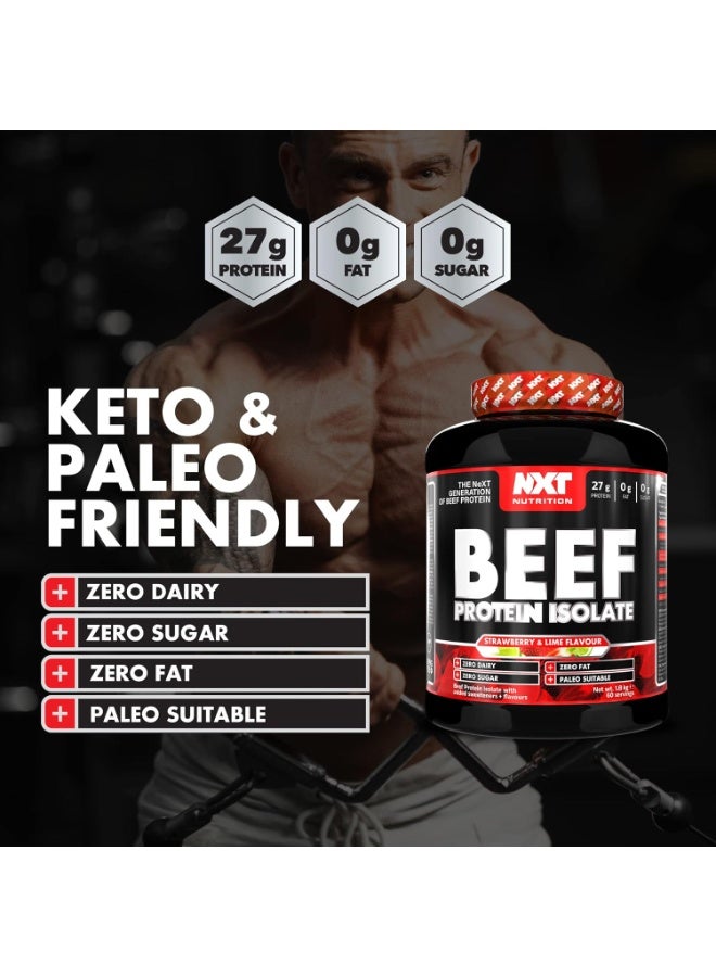 NXT Nutrition Beef Protein Isolate Zero Dairy  Strawberry Lime Flavour 60 Servings 1800g - Image 3