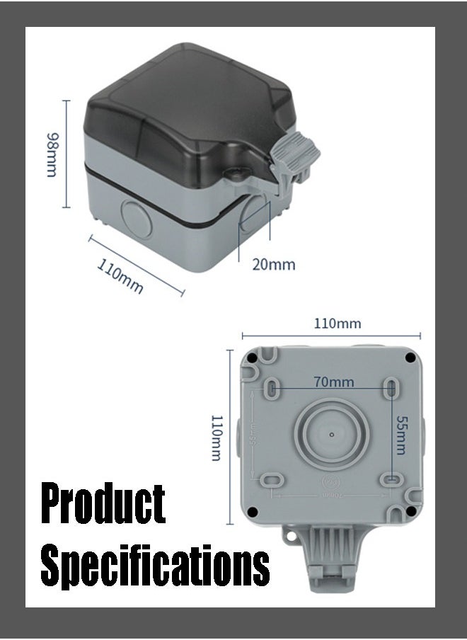 Generic - Weatherproof Outdoor Socket, Double Waterproof Switched Power Socket, Wall Outlet With Cover, Plug Socket, Suitable For Garden And Exterior Power Socket - Image 1
