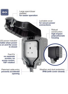 Generic Weatherproof Outdoor Socket, Double Waterproof Switched Power Socket, Wall Outlet With Cover, Plug Socket, Suitable For Garden And Exterior Power Socket  - Image 4