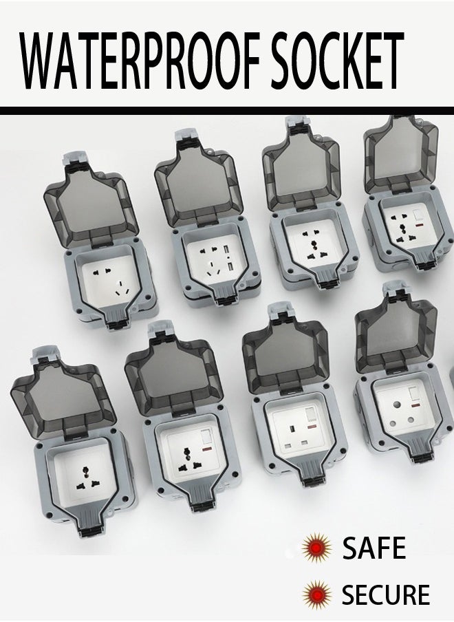 Generic - Weatherproof Outdoor Socket, Double Waterproof Switched Power Socket, Wall Outlet With Cover, Plug Socket, Suitable For Garden And Exterior Power Socket - Image 1