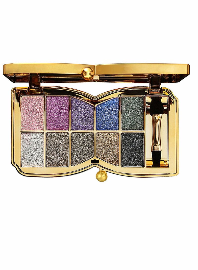 Excefore Glitter Eyeshadow plate 10 Colors Shimmer Long Lasting Palltes Diamond Shiny Colorful Eye Shadow Beauty Makeup Pallet for Women and Girls - Image 1