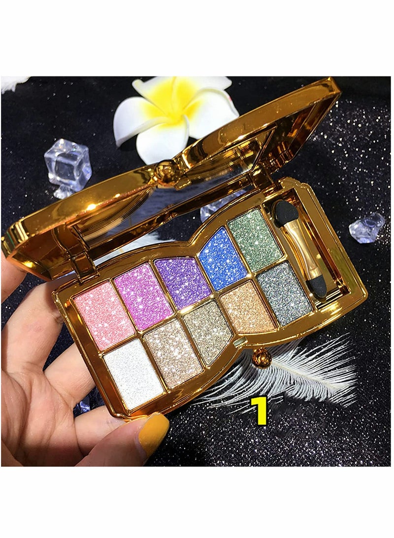 Excefore Glitter Eyeshadow plate 10 Colors Shimmer Long Lasting Palltes Diamond Shiny Colorful Eye Shadow Beauty Makeup Pallet for Women and Girls - Image 5