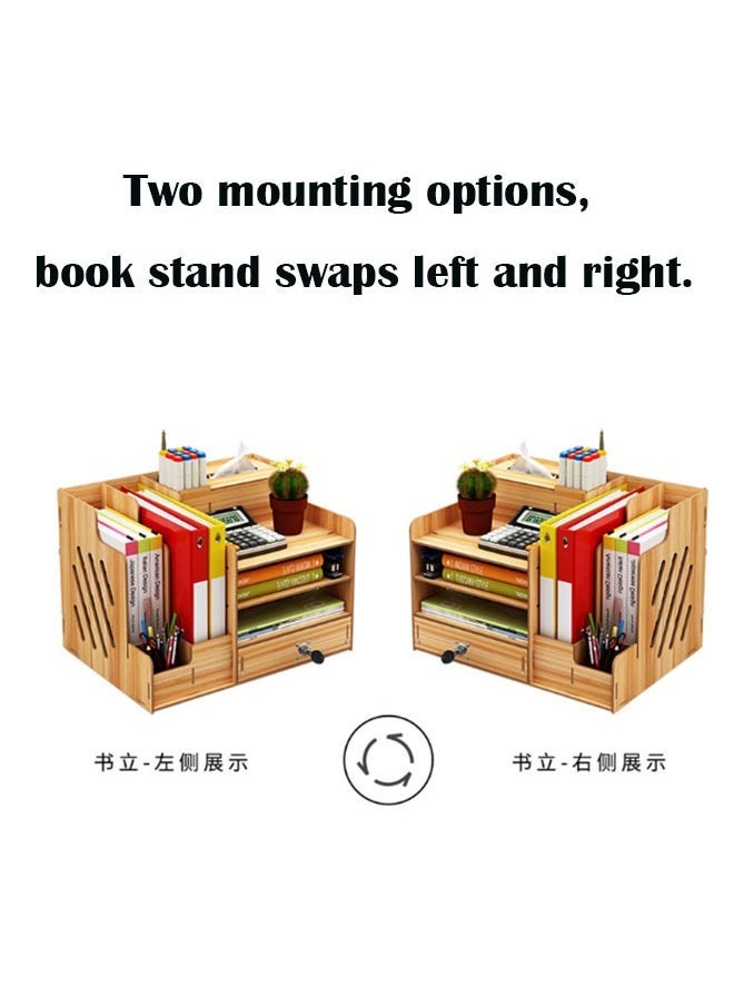 Arabest Desktop Organizer,Stationery Organizer,Wooden Material,Pen Holder Bookshelf,Suitable for Home/Office/School  - Image 3