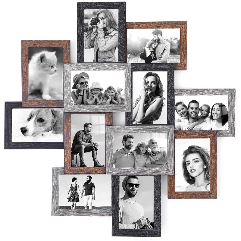 Marsui 12 Pack 4x6 Collage Picture Frames Set, Multi Family Photo Frames for Wall Decor for Farmhouse Living Room Gallery Office Hanging Display, Housewarming Birthday Wedding Valentine's Day Gifts - Image 1