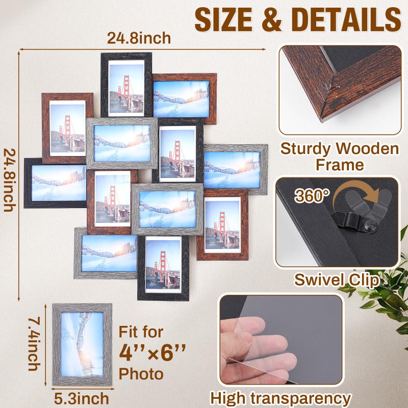 Marsui 12 Pack 4x6 Collage Picture Frames Set, Multi Family Photo Frames for Wall Decor for Farmhouse Living Room Gallery Office Hanging Display, Housewarming Birthday Wedding Valentine's Day Gifts - Image 2