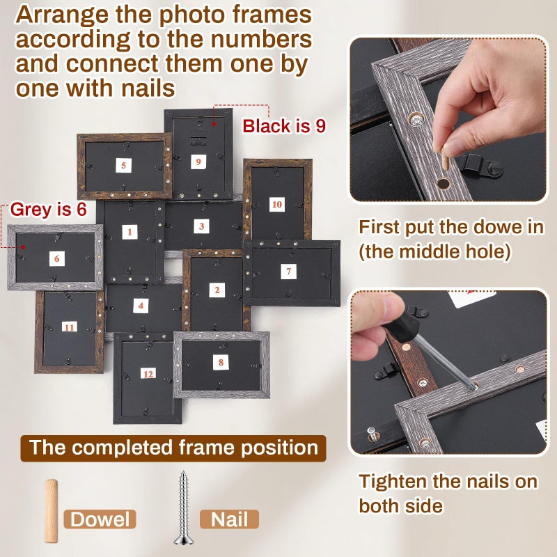 Marsui 12 Pack 4x6 Collage Picture Frames Set, Multi Family Photo Frames for Wall Decor for Farmhouse Living Room Gallery Office Hanging Display, Housewarming Birthday Wedding Valentine's Day Gifts - Image 3