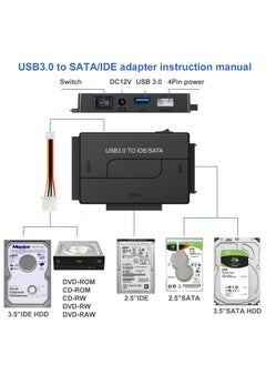 Joyelink USB 3.0 to SATA Adapter Hard Disk Adapter Cable IDE to USB Adapter Universal 2.5/3.5 HDD/SSD 40 pin Hard Drive Adapter Hard Drive Adapter Outfit with 12V/2A Power Adapter  - Image 3