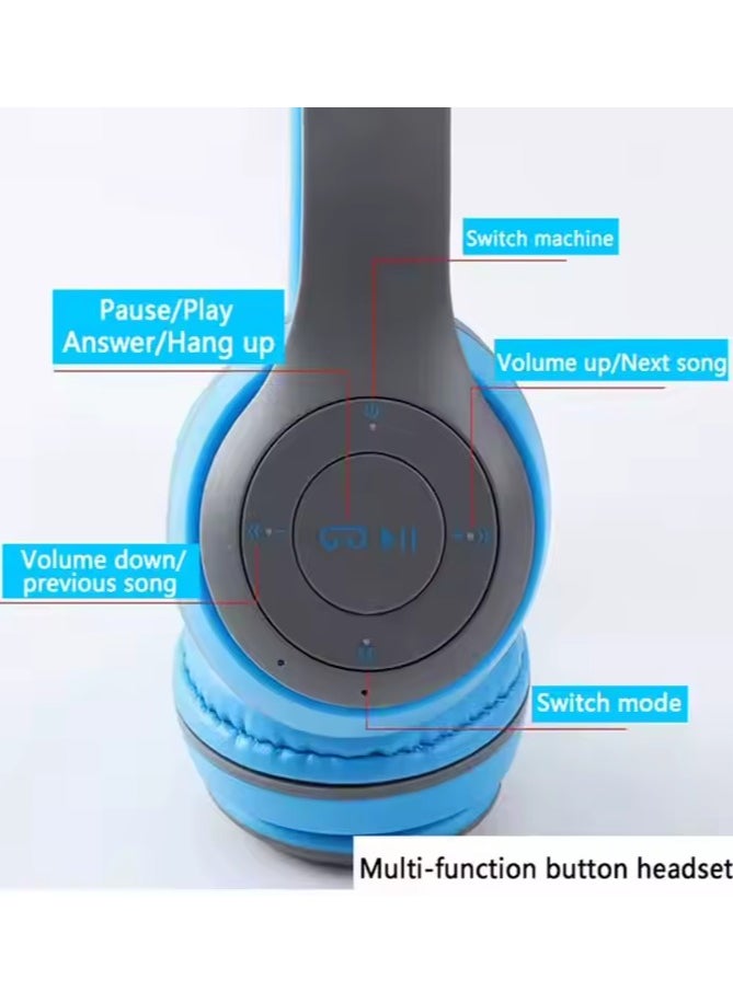 New Design P47 5.0+EDR Wireless Bluetooth On-Ear Headphone Headset 5.0 Bluetooth Fm Radio/ MP3 Player Aux Blue - pzsku/ZABA0CB1F877A13694890Z/45/_/1736948816/f5ec5a9c-fcc5-450c-81af-b953b5193c36