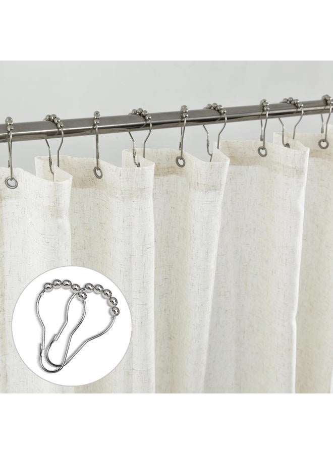 KOUFALL 90 Inch Shower Curtain Long,Linen Fabric Boho Farmhouse Neutral Extra Long Shower Curtains for Bathroom 90 in Length,Cream Beige - Image 5
