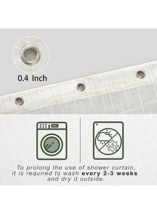 KOUFALL 90 Inch Shower Curtain Long,Linen Fabric Boho Farmhouse Neutral Extra Long Shower Curtains for Bathroom 90 in Length,Cream Beige - Image 3