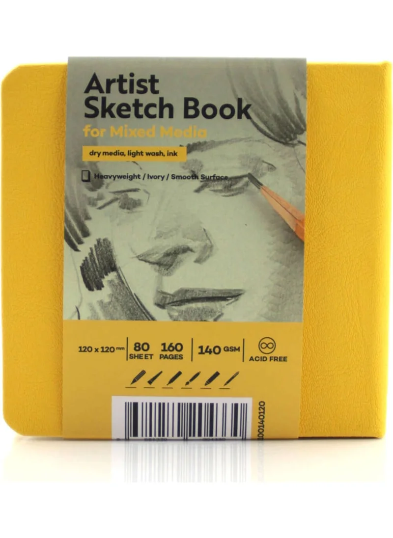 Hobi Market Art Hobby Market Art Sketchbook Hard Cover Sketch Drawing Book 140 Gr. 12X12 cm. 80 Ed. Yellow