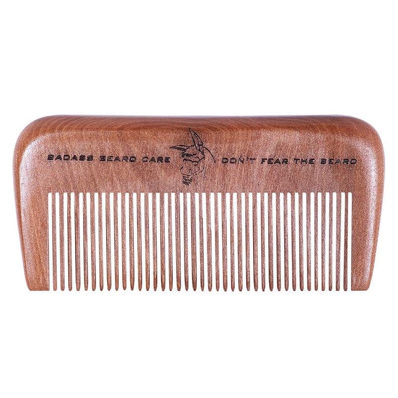 Badass Beard Care Wood Beard Comb for Men  Fine Tooth AntiStatic