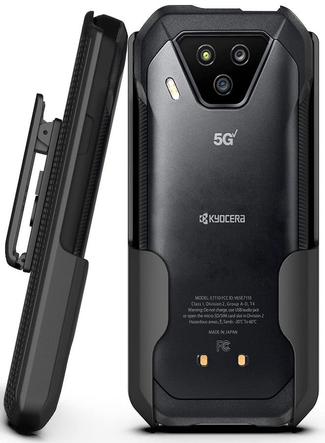 نيكيد سيل فون جراب هاتف Nakedcellphone Anchor Lock Edition متوافق مع هاتف Verizon Kyocera DuraForce Ultra 5G UW (E7110)، أسود اللون، مزود بمشبك حزام دوار/بسقاطة، وحامل للهاتف على الخصر [مع نظام تثبيت آمن] - Image 1