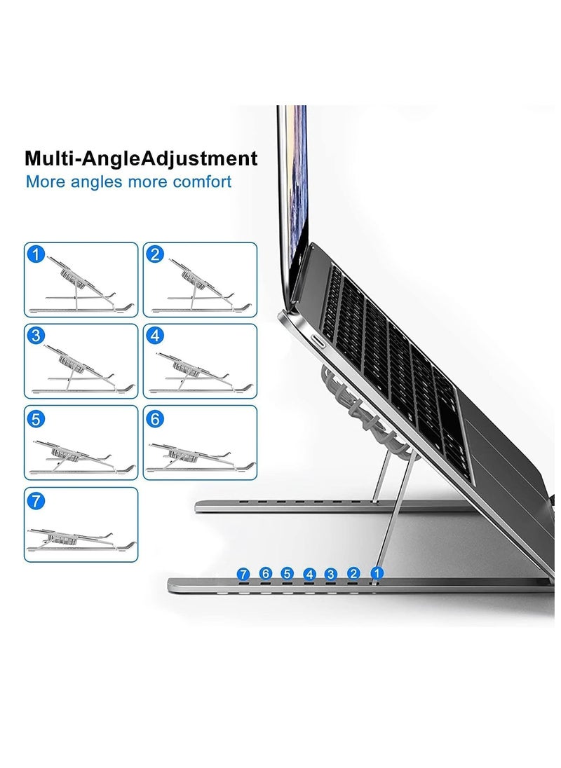 Generic Laptop Stand with Cooling Fans for Desktop, Adjustable Height, Foldable Height Adjustable Laptop Stand for All 10-17 Inch Laptops, Silver  - Image 5