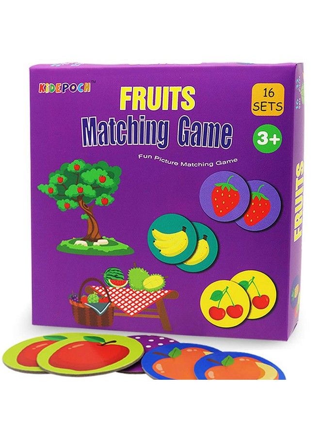 Kidepoch Memory Game With 16 Matching Pairs Featuring Fruit Element Non Toxic Preschool Educational Matching Game For Kids Toddlers 3 Year Old And Up  - Image 1