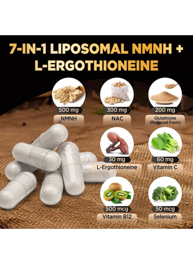 Hollegend مكمل هوليجيند ليبوسومال NMNH وإرجوثيونين، 6 في 1 مع NAC، جلوتاثيون، فيتامين C وسيلينيوم، للنساء والرجال، دعم الشيخوخة الصحية، مضاد للأكسدة ودعم المناعة، 90 كبسولة - Image 3