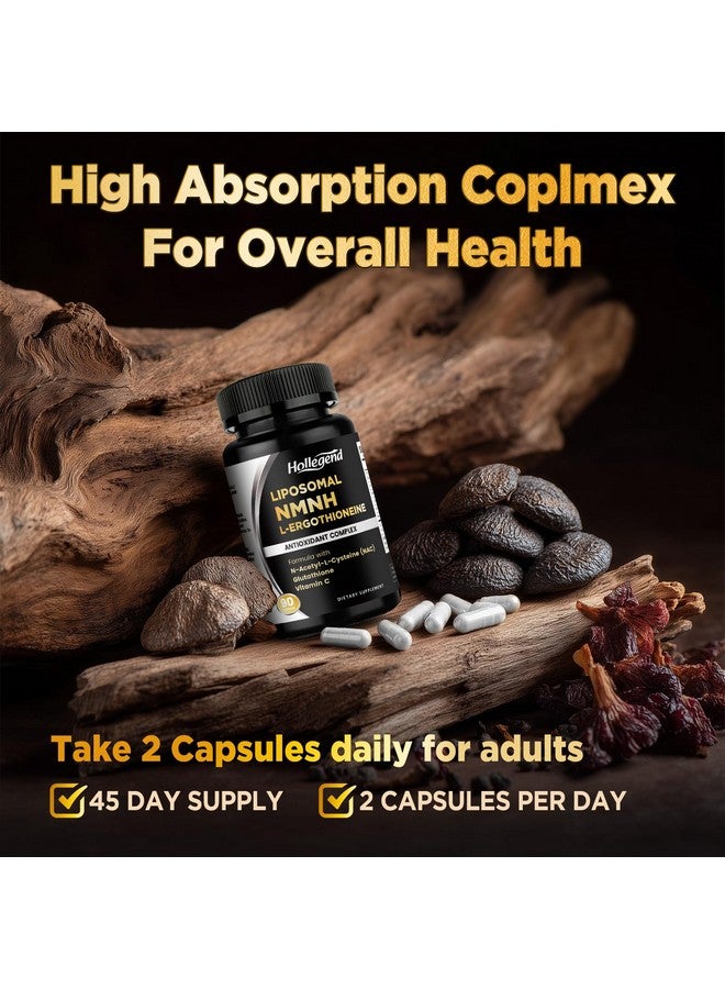 Hollegend مكمل هوليجيند ليبوسومال NMNH وإرجوثيونين، 6 في 1 مع NAC، جلوتاثيون، فيتامين C وسيلينيوم، للنساء والرجال، دعم الشيخوخة الصحية، مضاد للأكسدة ودعم المناعة، 90 كبسولة - Image 5