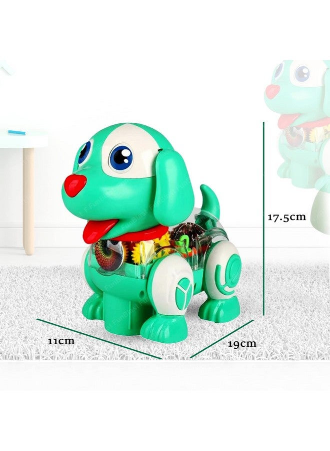 فنبلاست ألعاب الكلاب FunBlast للأطفال - لعبة الكلاب ذات التروس الشفافة الموسيقية، لعبة جرو تدور 360 درجة مع ضوء وامض وصوت، لعبة قفز موسيقية للكلاب للأطفال من سن 3 سنوات فما فوق، للأولاد (أخضر) - Image 2