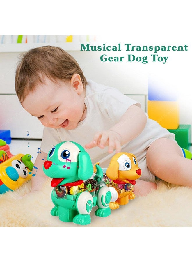 فنبلاست ألعاب الكلاب FunBlast للأطفال - لعبة الكلاب ذات التروس الشفافة الموسيقية، لعبة جرو تدور 360 درجة مع ضوء وامض وصوت، لعبة قفز موسيقية للكلاب للأطفال من سن 3 سنوات فما فوق، للأولاد (أخضر) - Image 4