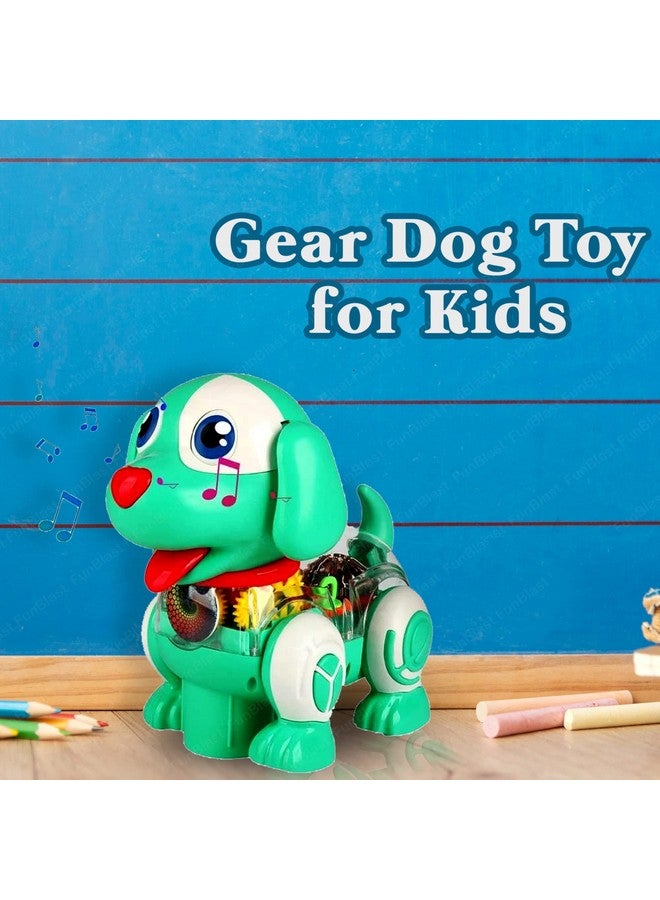 فنبلاست ألعاب الكلاب FunBlast للأطفال - لعبة الكلاب ذات التروس الشفافة الموسيقية، لعبة جرو تدور 360 درجة مع ضوء وامض وصوت، لعبة قفز موسيقية للكلاب للأطفال من سن 3 سنوات فما فوق، للأولاد (أخضر) - Image 5