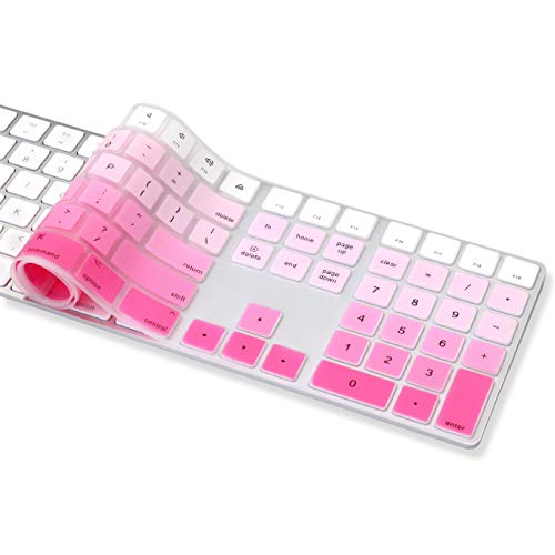 ProElife Ultra Thin Silicone Full Size Keyboard Cover Skin for Apple Magic Keyboard with Numeric Keypad 2017 2018 Release MQ052LL/A A1843 US Layout (Ombre Pink) - Image 4