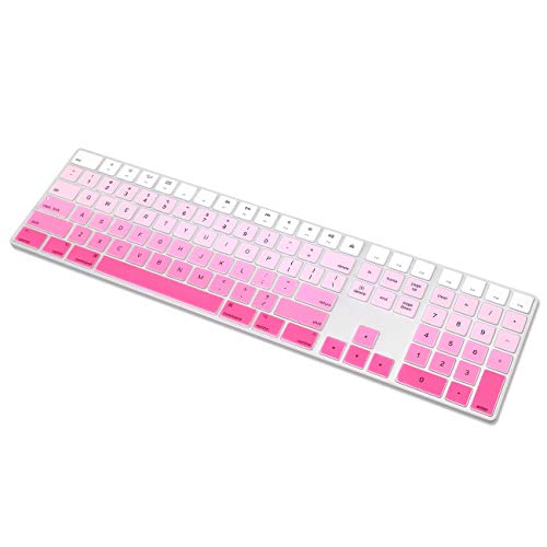 ProElife Ultra Thin Silicone Full Size Keyboard Cover Skin for Apple Magic Keyboard with Numeric Keypad 2017 2018 Release MQ052LL/A A1843 US Layout (Ombre Pink) - Image 1