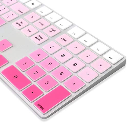 ProElife Ultra Thin Silicone Full Size Keyboard Cover Skin for Apple Magic Keyboard with Numeric Keypad 2017 2018 Release MQ052LL/A A1843 US Layout (Ombre Pink) - Image 3