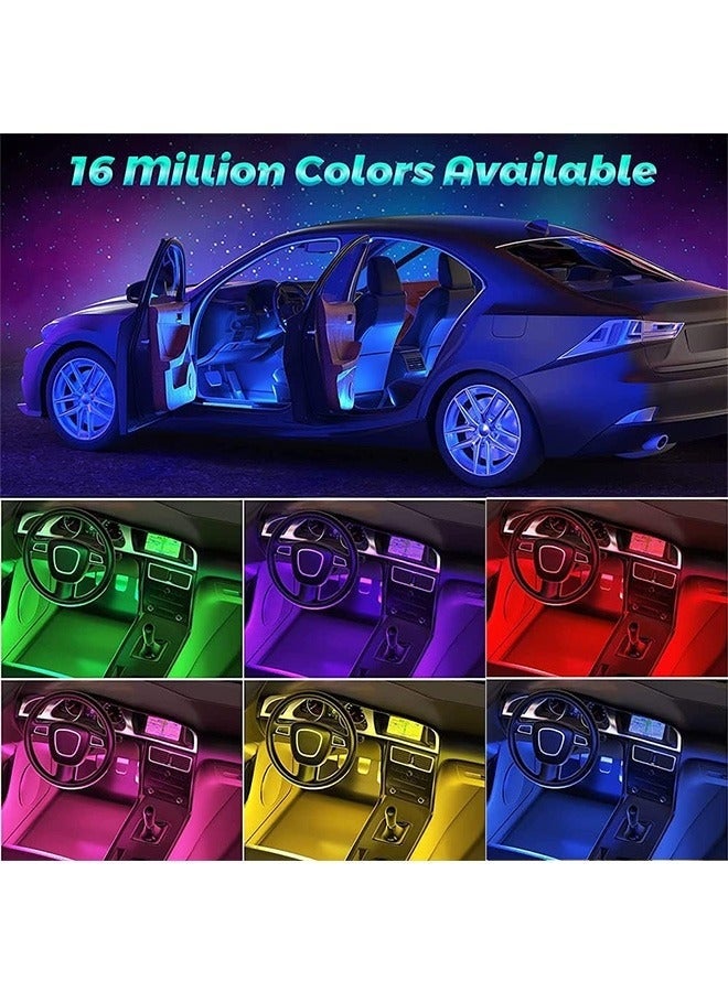أضواء LED للسيارة، شريط أضواء السيارة، ملحقات السيارة، مزامنة الموسيقى فائقة السطوع، التحكم الذكي بالتطبيق متعدد الألوان، تنشيط الصوت أسفل لوحة القيادة بمنفذ USB، أضواء LED للسيارة والشاحنات وسيارات الدفع الرباعي وسيارات الجيب - Image 2