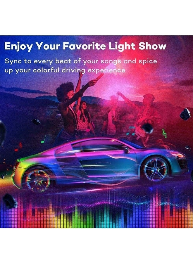 أضواء LED للسيارة، شريط أضواء السيارة، ملحقات السيارة، مزامنة الموسيقى فائقة السطوع، التحكم الذكي بالتطبيق متعدد الألوان، تنشيط الصوت أسفل لوحة القيادة بمنفذ USB، أضواء LED للسيارة والشاحنات وسيارات الدفع الرباعي وسيارات الجيب - Image 4