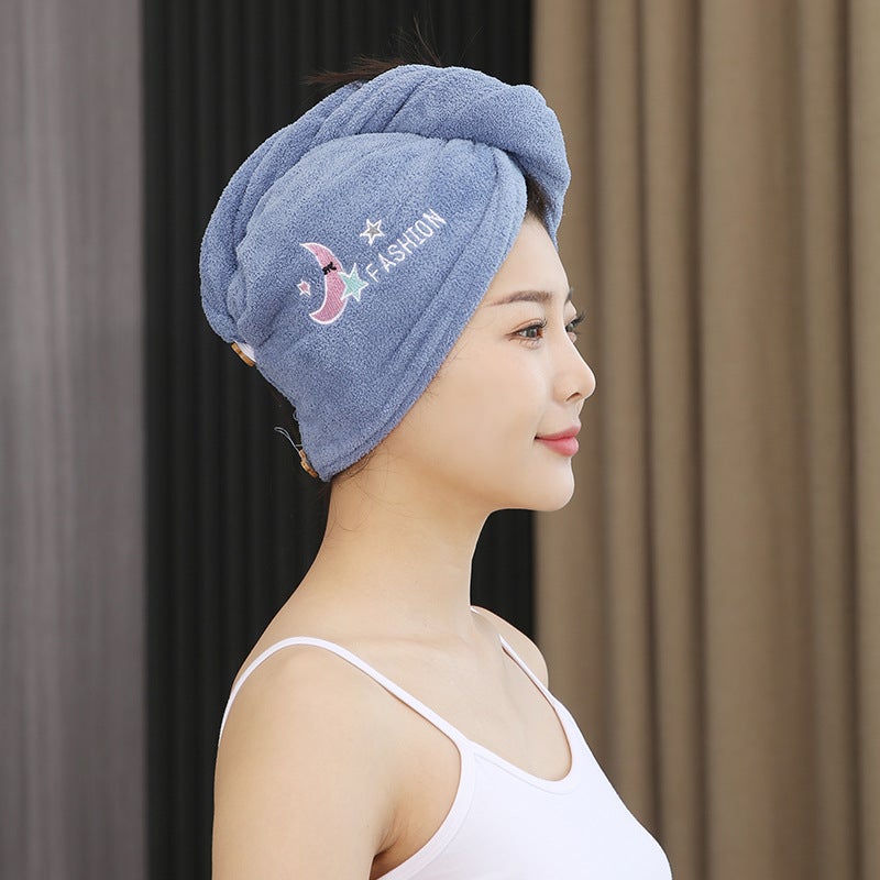 Generic Super Absorbent Hair Drying Towel Cap Navy 