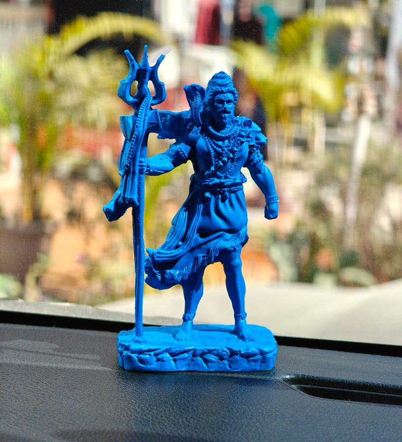 AutoRio Lord Shiva Idol for Car Dashboard | Mahadev Statue for Home & Office Decor | Standing Shivji Figurine Showpiece | Hindu God Shankar Murti for Pooja & Gift (Blue) - Image 1