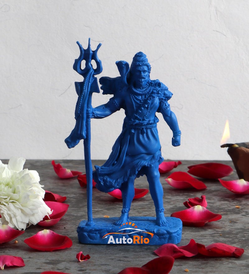 AutoRio Lord Shiva Idol for Car Dashboard | Mahadev Statue for Home & Office Decor | Standing Shivji Figurine Showpiece | Hindu God Shankar Murti for Pooja & Gift (Blue) - Image 2