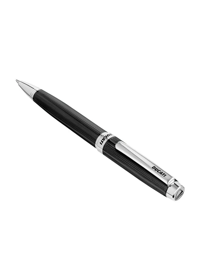 Ducati Cardio Black Barrel Stainless Steel Trims Twist Ballpoint Pen for Men, Blue Ink