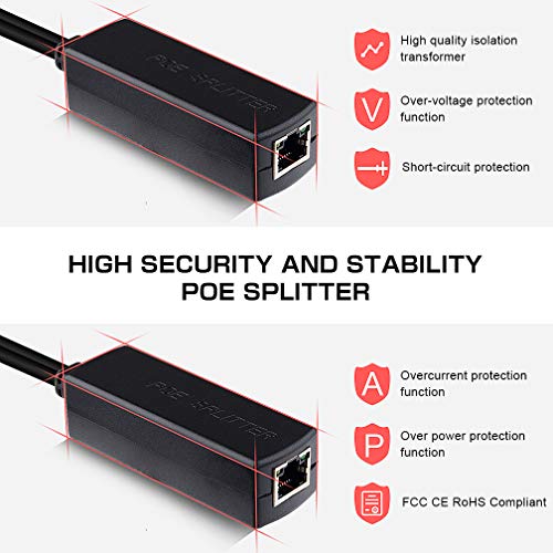 ipolex Gigabit PoE Power Over ethernet Splitter Adapter 48V to 12V, DC Jack 5.5x2.1mm, IEEE 802.3af/at Compliant 10/100/1000Mbps PoE Splitter with 12V Output for Surveillance Camera CCTV & VoIP Phone - Image 3