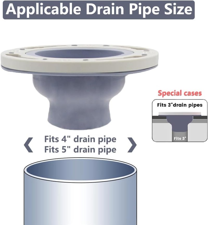 WCCH Toilet Flange Repair Kit, Flange Repair Kit for 4" and 5" or Special 3" Waste Line, for Toilet Flange Repair and Easy Installation Gray - Image 4
