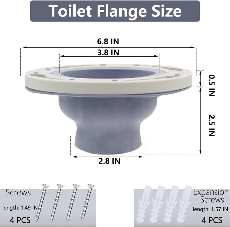 WCCH Toilet Flange Repair Kit, Flange Repair Kit for 4" and 5" or Special 3" Waste Line, for Toilet Flange Repair and Easy Installation Gray - Image 3