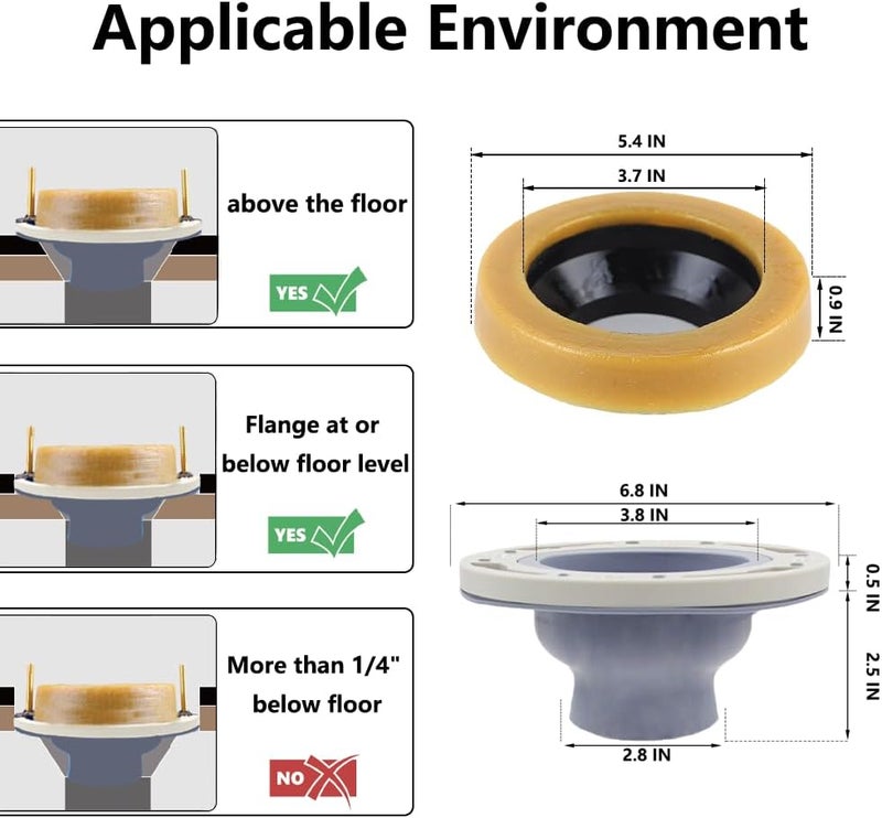 WCCH Toilet Flange Repair Kit, Flange Repair Kit for 4" and 5" or Special 3" Waste Line, for Toilet Flange Repair and Easy Installation Gray - Image 5
