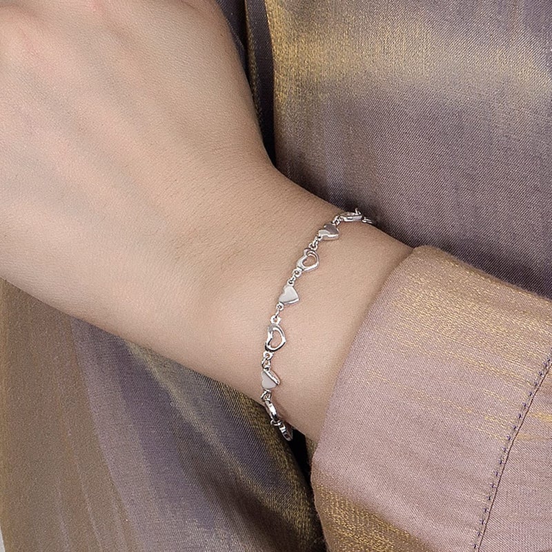 Dankadi Women 925 Sterling Silver Infinity Love Heart Link Bracelets Cute Animal Little Rabbit Bangle Solid Silver Jewelry Gifts For Wife Her (Heart shape, 8 inches) - Image 2