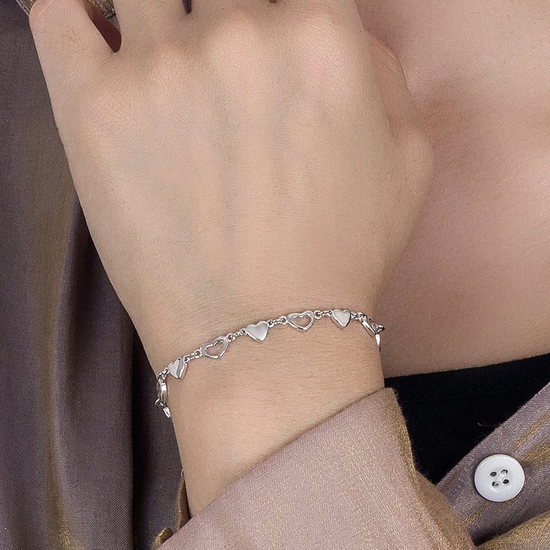 Dankadi Women 925 Sterling Silver Infinity Love Heart Link Bracelets Cute Animal Little Rabbit Bangle Solid Silver Jewelry Gifts For Wife Her (Heart shape, 8 inches) - Image 4