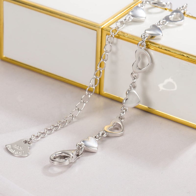 Dankadi Women 925 Sterling Silver Infinity Love Heart Link Bracelets Cute Animal Little Rabbit Bangle Solid Silver Jewelry Gifts For Wife Her (Heart shape, 8 inches) - Image 5