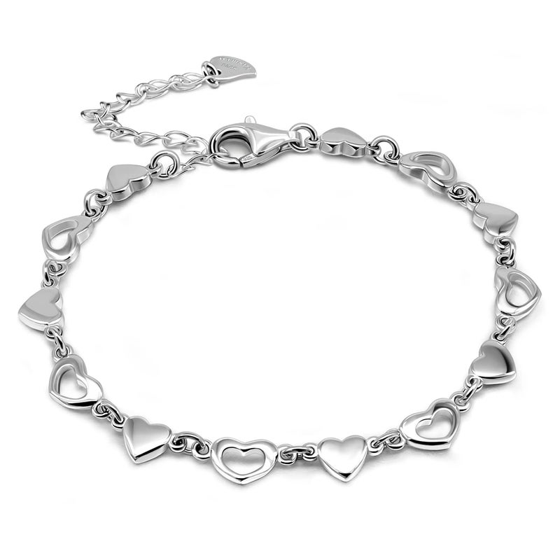 Dankadi Women 925 Sterling Silver Infinity Love Heart Link Bracelets Cute Animal Little Rabbit Bangle Solid Silver Jewelry Gifts For Wife Her (Heart shape, 8 inches) - Image 1