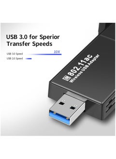 llwoo AC1300 USB WiFi Adapter for PC - USB Adapter 1300Mbps Dual Band WiFi Dongle 2.4G/5G with USB 3.0, Portable Wireless Network Adapter for Windows 11/10/8/7 and Mac OS X PC  - Image 3