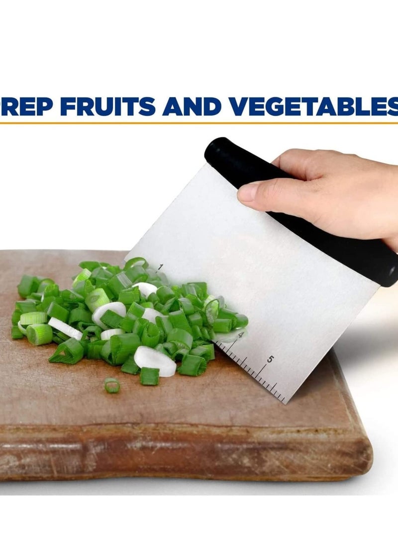 Y&D Stainless Steel Dough Scraper, for Baking Food with Measurements, Cake Icing Smoother Pastry Blender Bread Bench Knife Bowl Scraper/Chopper - Image 2