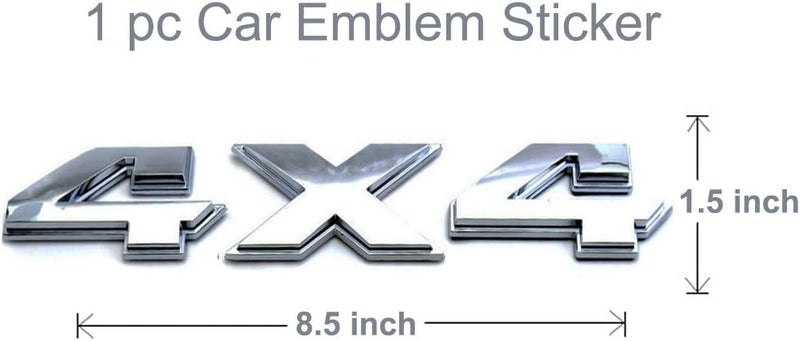 HUAPX 8.8 Inch 4x4 Emblem,1Pack Silver Badge Chrome Decal Tailgate Sticker Replacement for Dodge Ram 1500 2500 3500,Jeep Grand Cherokee Compass Wrangler All user group compatible - Image 3